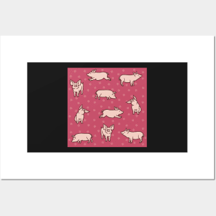Berry Red Pigs Posters and Art